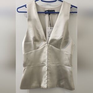 Zara Cream Satin Tank Top